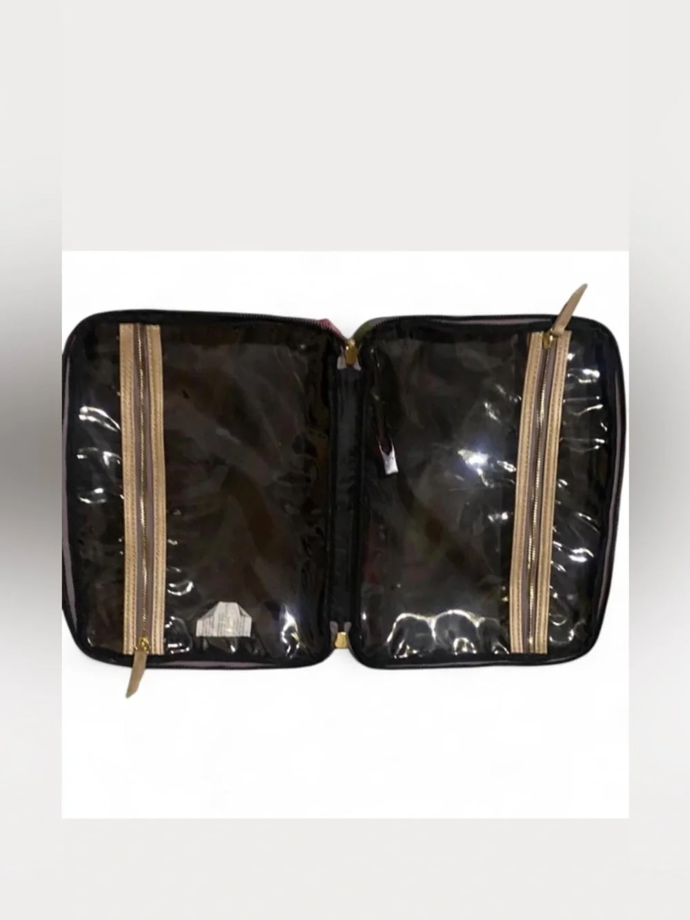 Gold and Red Cosmetic Bag with Floral Design